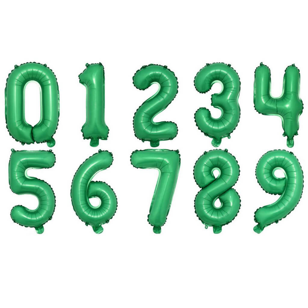16" Green Number 0-9 Foil Balloon - st patricks day - jungle party decorations