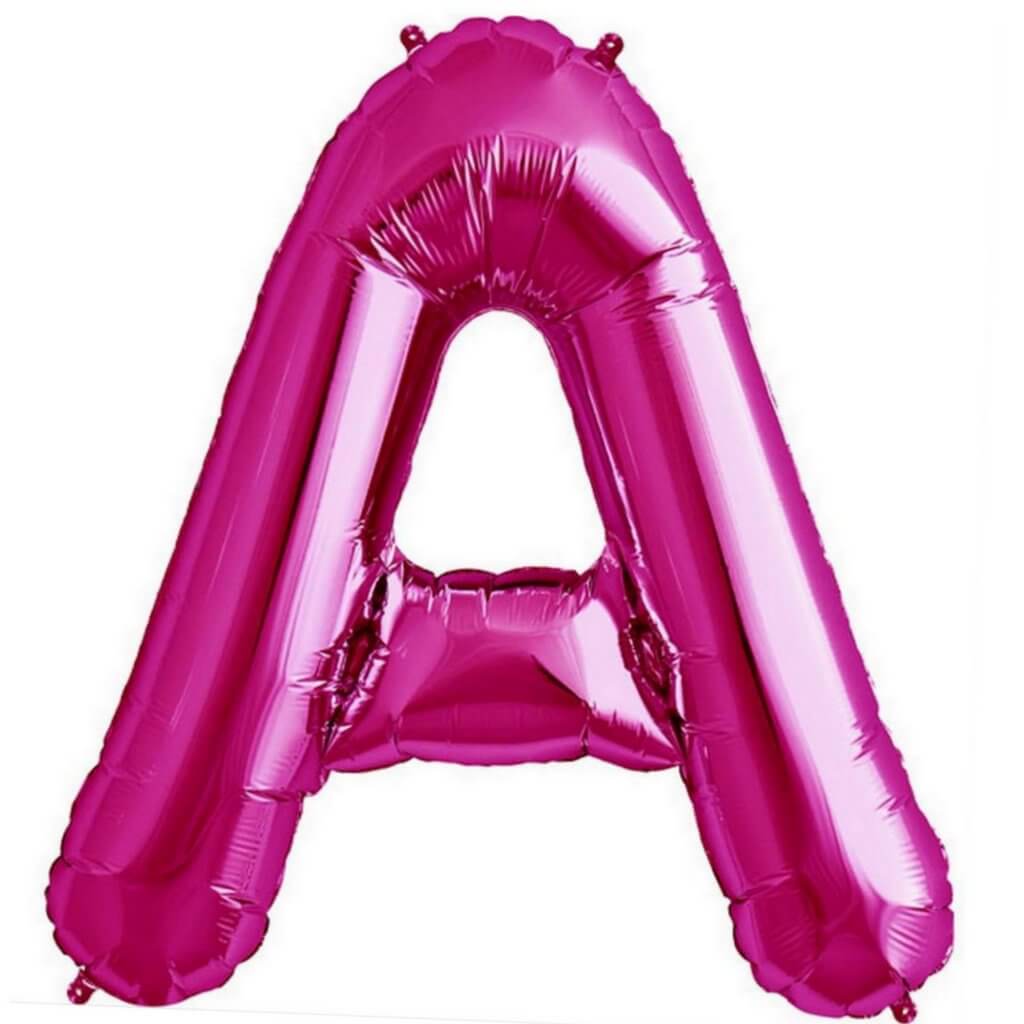 16" Hot Pink A-Z Alphabet Letter & 0-9 Number Foil Balloon