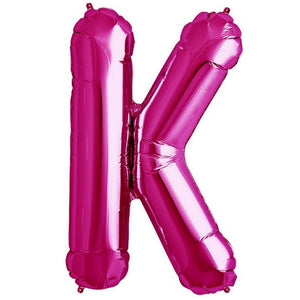 16" Hot Pink A-Z Alphabet Letter k Foil Balloon