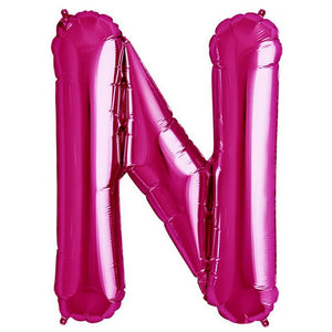 16" Hot Pink A-Z Alphabet Letter n Foil Balloon