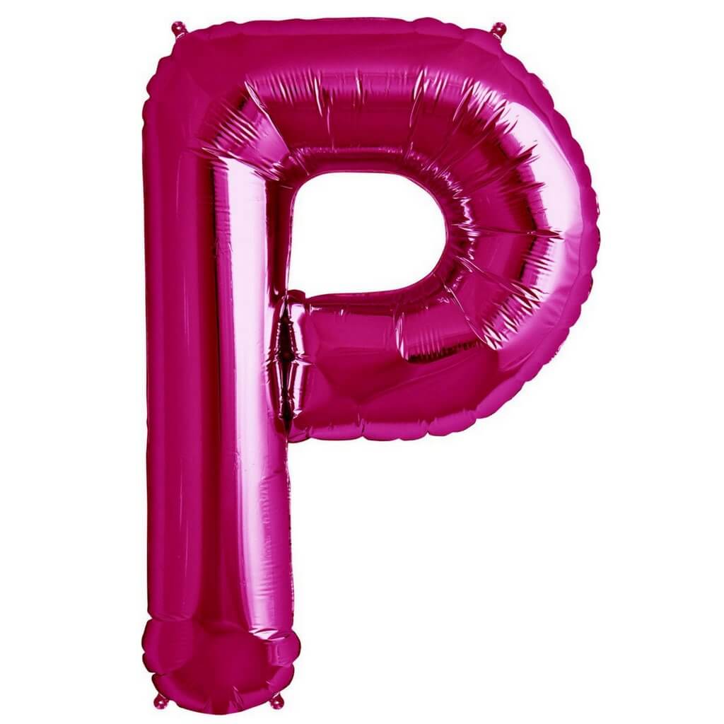 16" Hot Pink A-Z Alphabet Letter p Foil Balloon