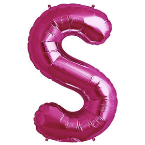 16" Hot Pink A-Z Alphabet Letter s Foil Balloon