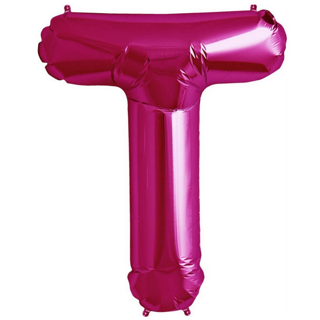 16" Hot Pink A-Z Alphabet Letter t Foil Balloon