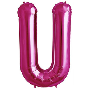 16" Hot Pink A-Z Alphabet Letter u Foil Balloon
