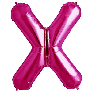16" Hot Pink A-Z Alphabet Letter x Foil Balloon