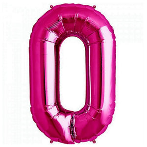 16" Hot Pink A-Z Alphabet  number 0 Foil Balloon