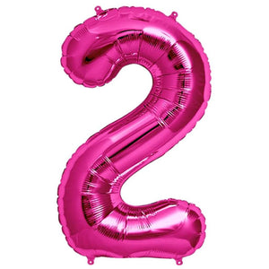 16" Hot Pink A-Z Alphabet number 2 Foil Balloon