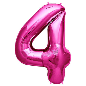 16" Hot Pink A-Z Alphabet number 4 Foil Balloon