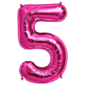 16" Hot Pink A-Z Alphabet number 5 Foil Balloon
