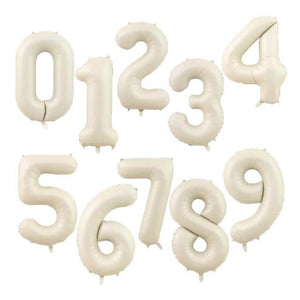 16-inch matte Cream Coloured 0-9 Number Foil Balloon