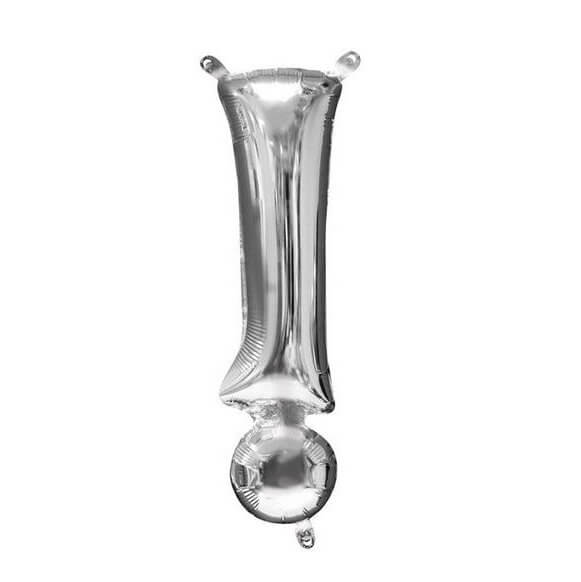 16" Metallic Silver Exclamation Mark Shaped Foil Balloon