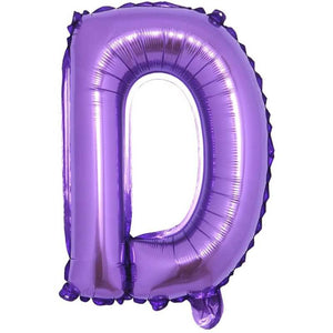 16" Purple A-Z Alphabet Letter Foil Balloon - letter d