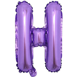 16" Purple A-Z Alphabet Letter Foil Balloon - letter h