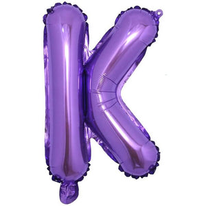 16" Purple A-Z Alphabet Letter Foil Balloon - letter k
