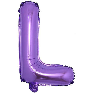 16" Purple A-Z Alphabet Letter Foil Balloon - letter l