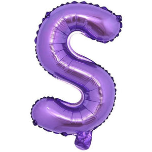 16" Purple A-Z Alphabet Letter Foil Balloon - letter s