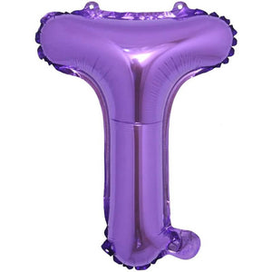 16" Purple A-Z Alphabet Letter Foil Balloon - letter t