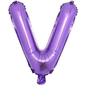 16" Purple A-Z Alphabet Letter Foil Balloon - letter v