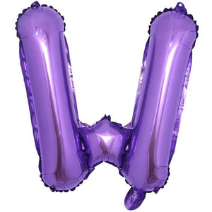 16" Purple A-Z Alphabet Letter Foil Balloon - letter w