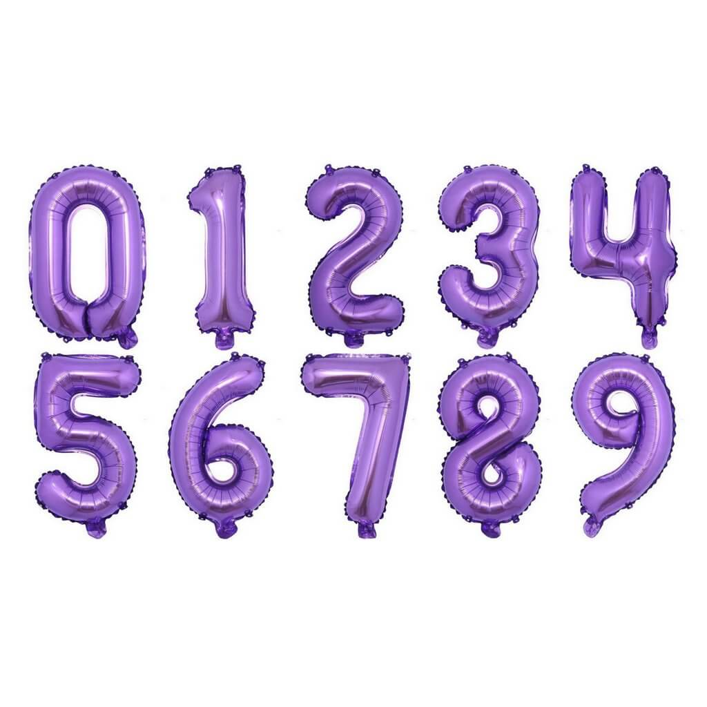 16 Inch Purple Number 0-9 Birthday Foil Balloon
