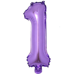16 Inch Purple Number 0-9 Birthday Foil Balloon number 1