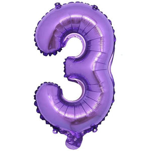 16 Inch Purple Number 0-9 Birthday Foil Balloon number 3