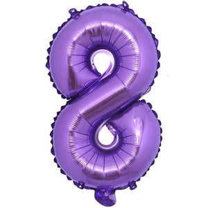 16 Inch Purple Number 0-9 Birthday Foil Balloon number 8