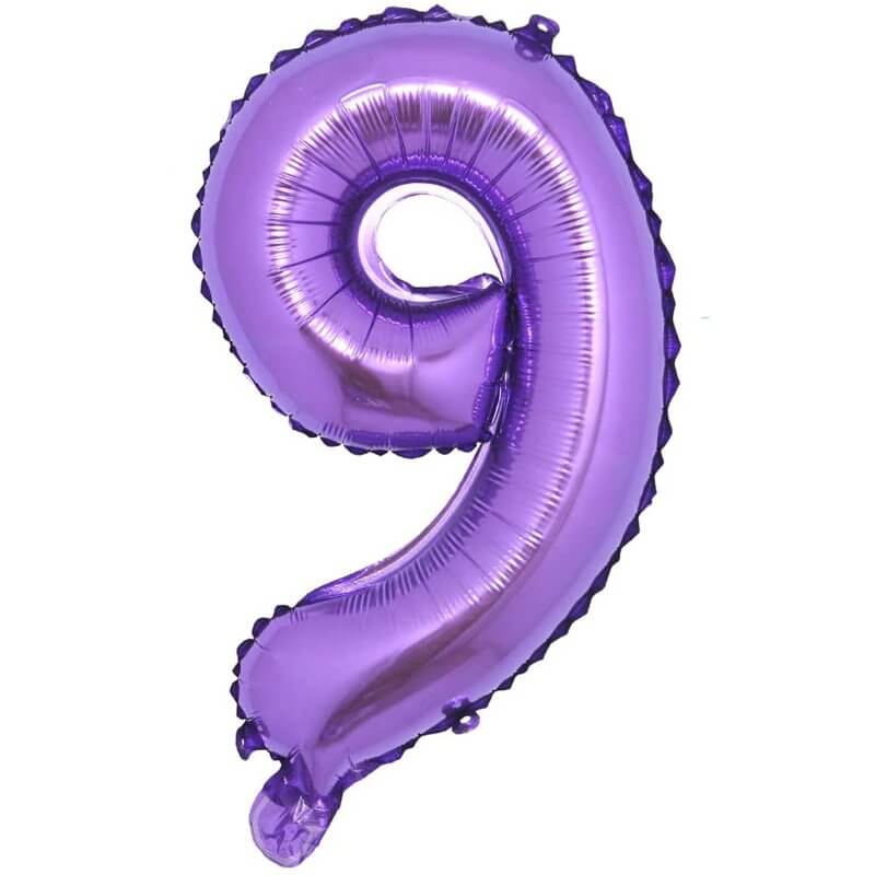 16 Inch Purple Number 0-9 Birthday Foil Balloon number 9