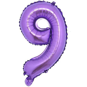 16 Inch Purple Number 0-9 Birthday Foil Balloon number 9