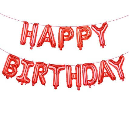 16" Red HAPPY BIRTHDAY Foil Letter Balloon Banner
