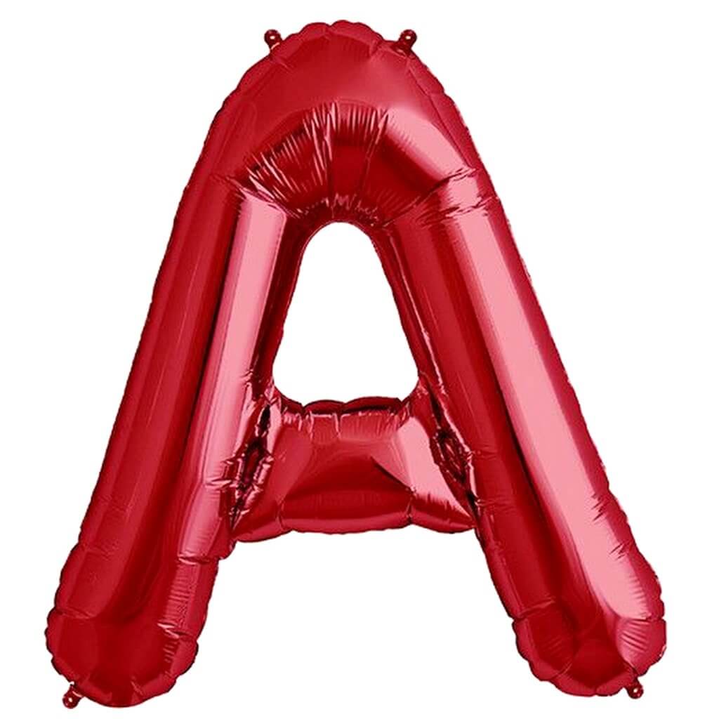 16" Red A-Z Alphabet Letter & 0-9 Number Foil Balloon