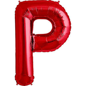 16 Inch Red Alphabet Letter p air filled Foil Balloon