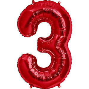 16 Inch Red Alphabet number 3 air filled Foil Balloon