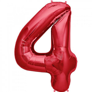16 Inch Red Alphabet number 4 air filled Foil Balloon