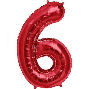 16 Inch Red Alphabet number 6 air filled Foil Balloon