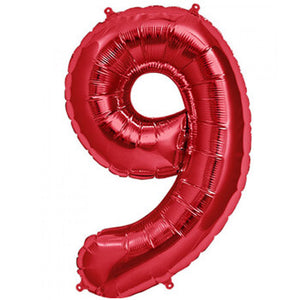 16 Inch Red Alphabet number 9 air filled Foil Balloon