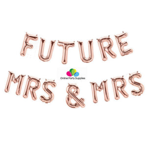 16 Inch Rose Gold 'FUTURE MRS & MRS' Foil Balloon Banner - Online Party Supplies