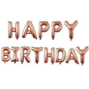 16 Inch Rose Gold Letters HAPPY BIRTHDAY Foil Balloon Banner - Online Party Supplies