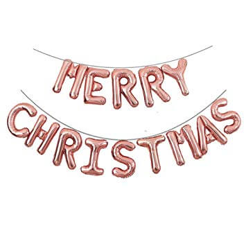 16 Inch Online Party Supplies Australia Rose Gold Air-filled MERRY CHRISTMAS Foil Balloon Banner Bunting - Christmas Decorations