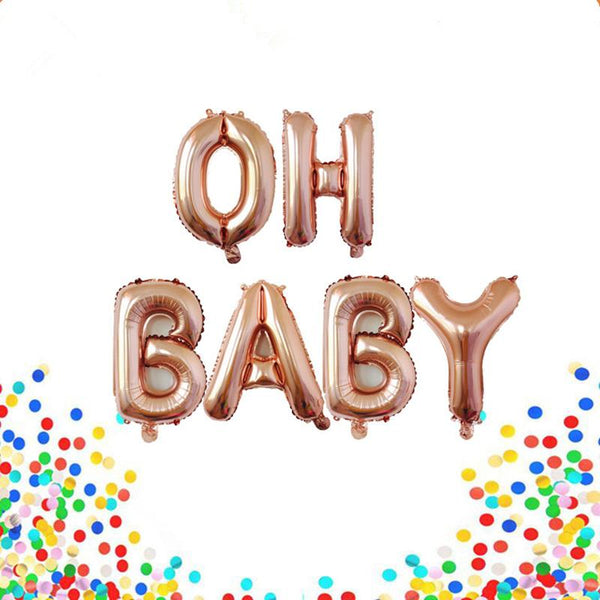 Oh baby hot sale rose gold balloons