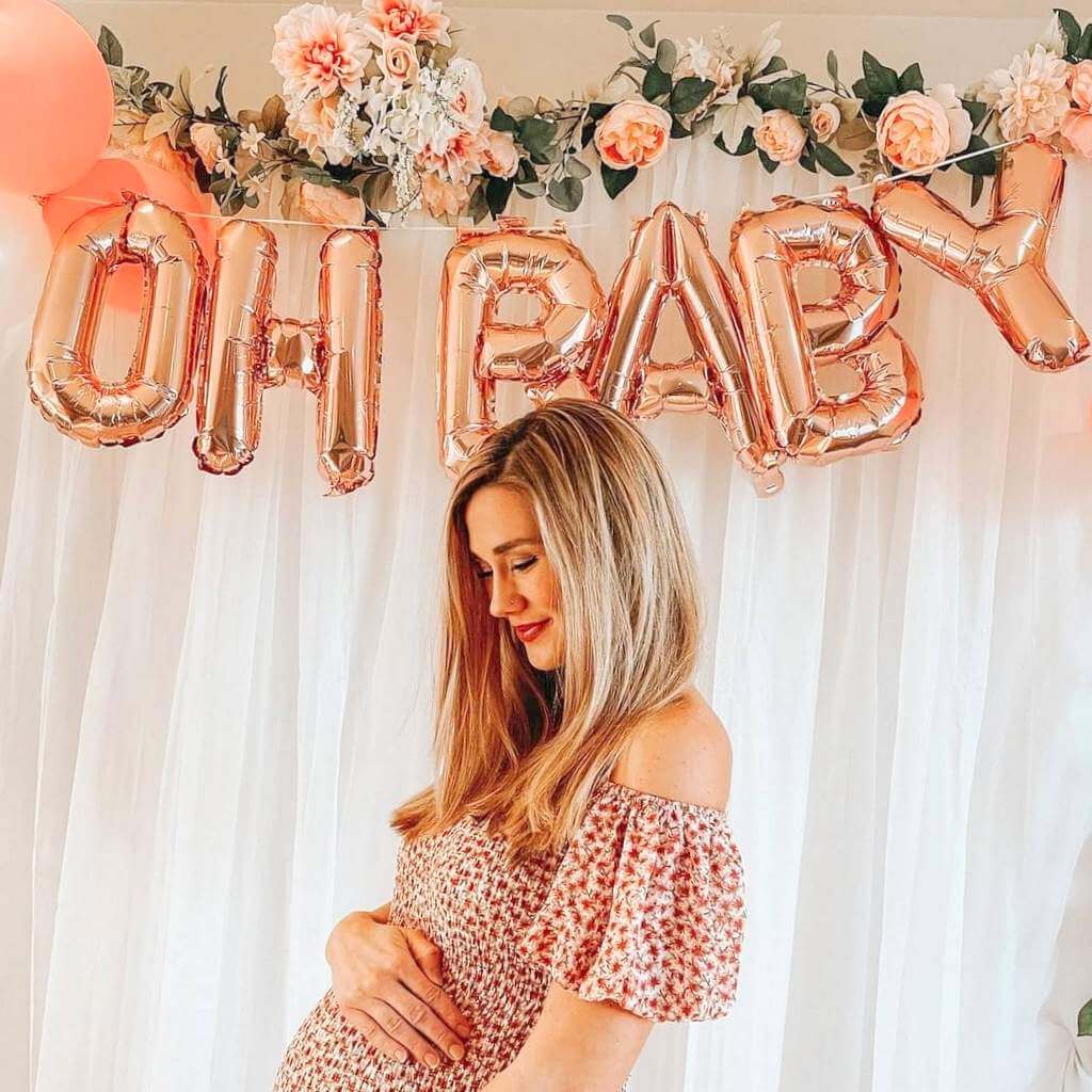 16-inch Rose Gold OH BABY Foil Balloon Banner baby shower neutral gender reveal party decorations