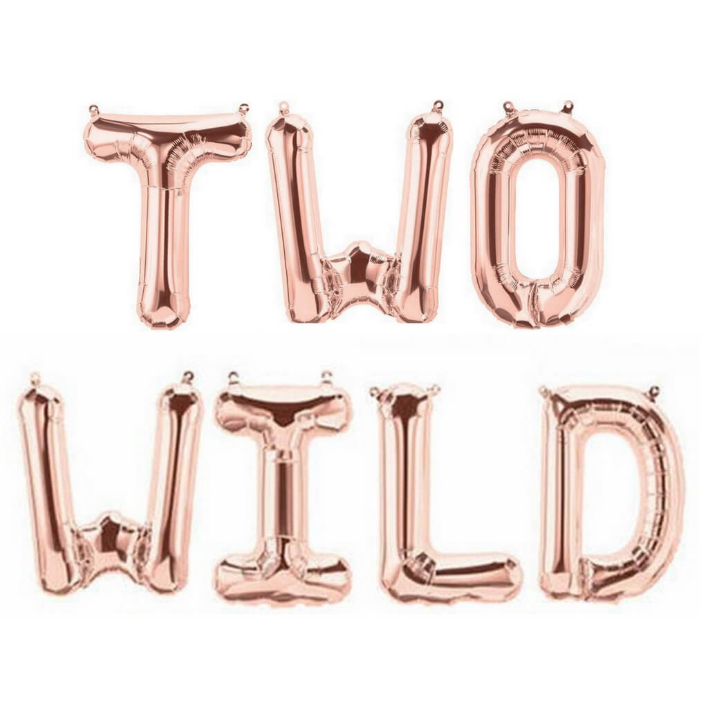 16-inch Rose Gold TWO WILD Foil Balloon Banner
