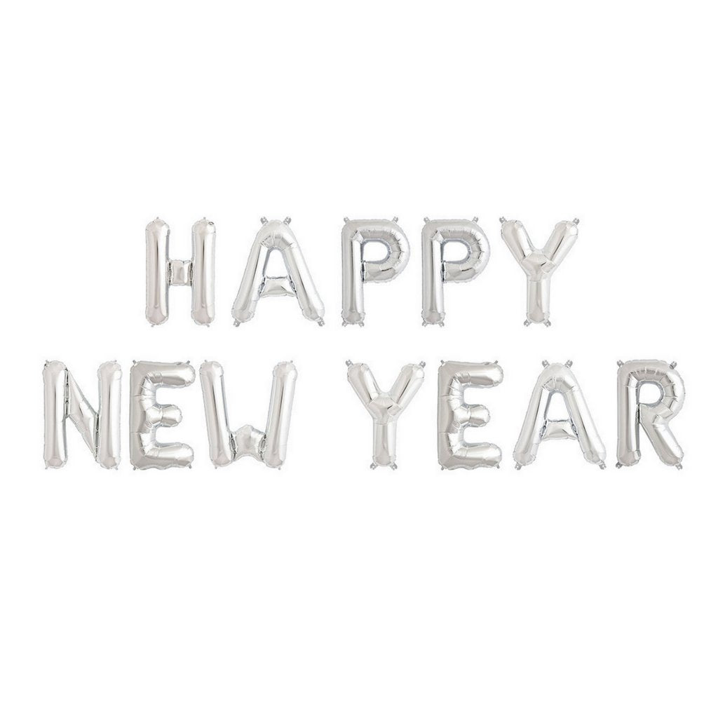 16-inch Silver HAPPY NEW YEAR Foil Balloon Banner