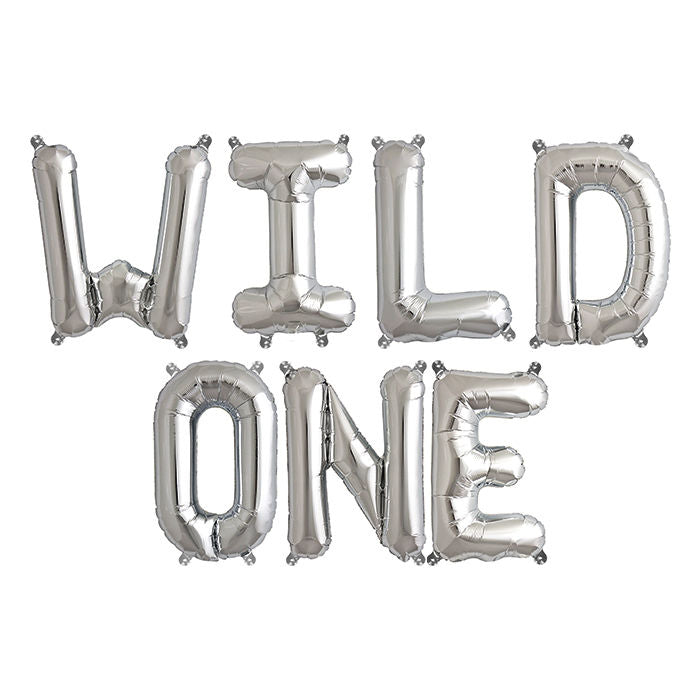 16-inch Silver WILD ONE Foil Balloon Banner 1st birthday party decorations