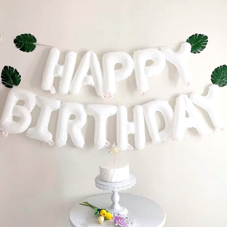 16-inch White HAPPY BIRTHDAY Foil Balloon Banner