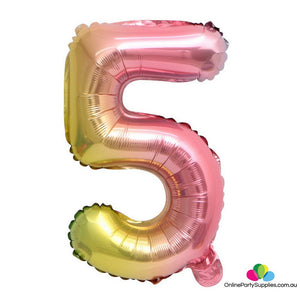 16" Pastel Iridescent Rainbow Number 0-9 Foil Balloon - Online Party Supplies
