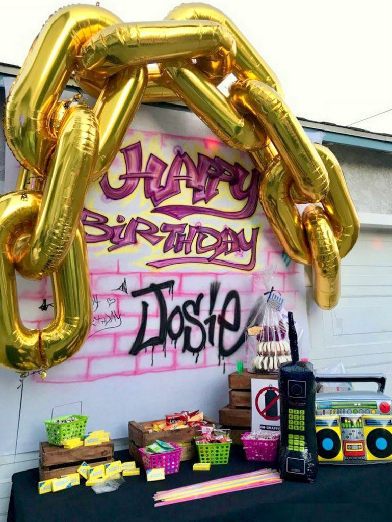 32" Online Party Supplies Gold Foil Chain Balloon Links for Hip Hop Dance Disco 80s 90s themed party decorations