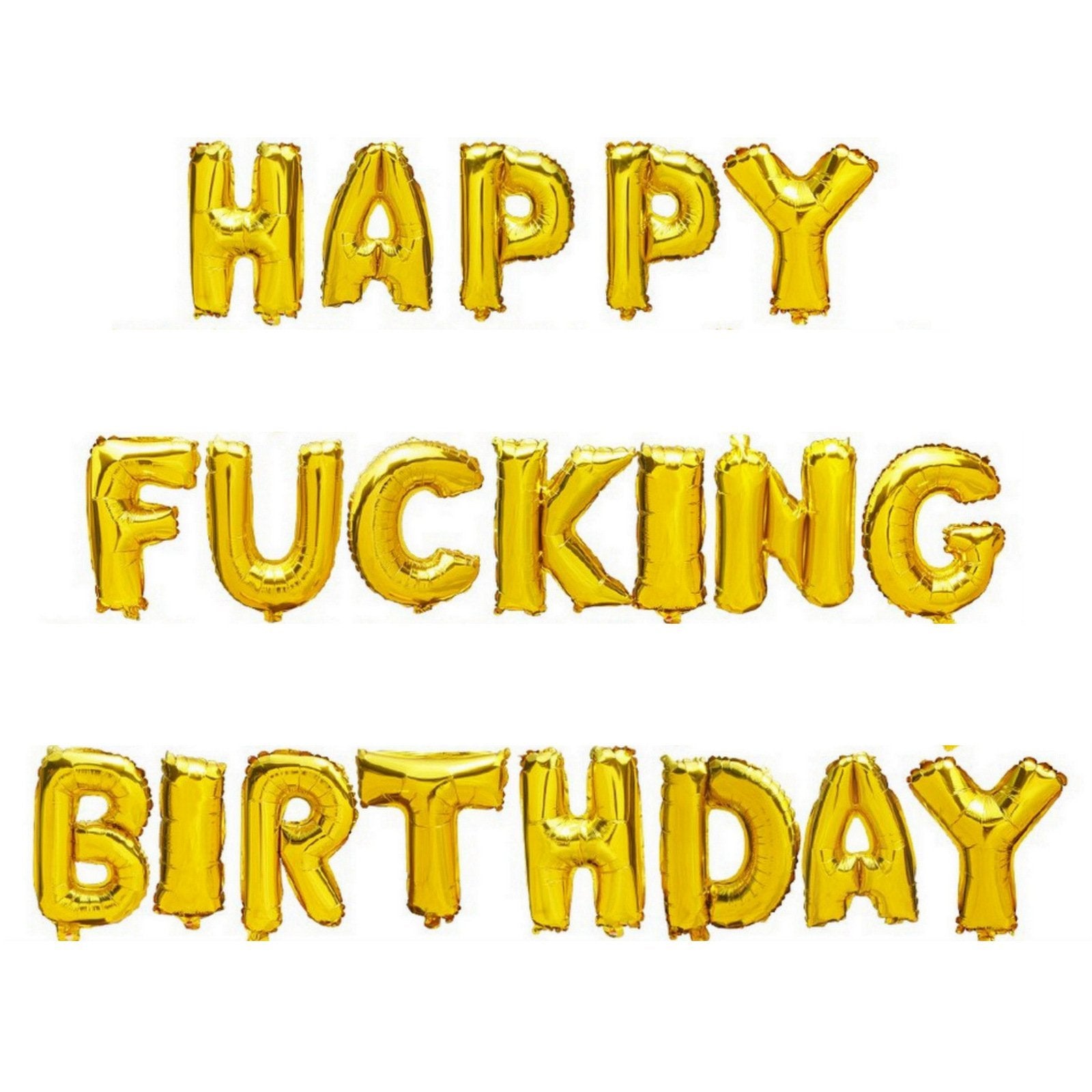 16inch/ 40cm Gold 'HAPPY FUCKING BIRTHDAY' Foil Balloon Banner (Pack of 20pcs) - Online Party Supplies
