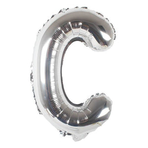 Online Party Supplies 16" Silver Letter C Air Filled Foil Balloon - Party Decorations