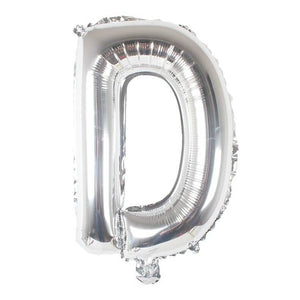 Online Party Supplies 16" Silver Letter D Air Filled Foil Balloon - Party Decorations